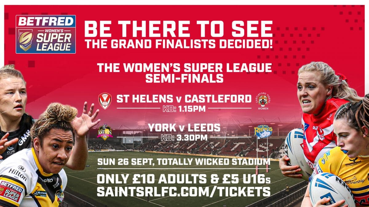 Watch Womens Semi Final Double Header on Sunday St.Helens R.F.C.