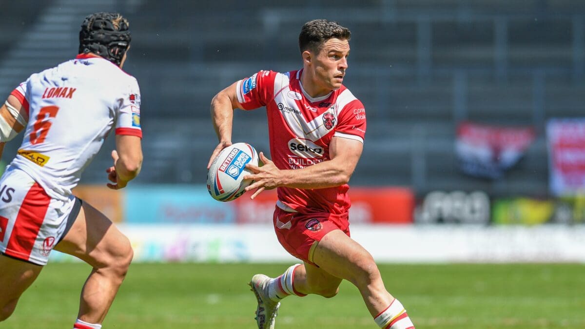 Salford Red Devils Ken Sio on the ball during the Betfred Super