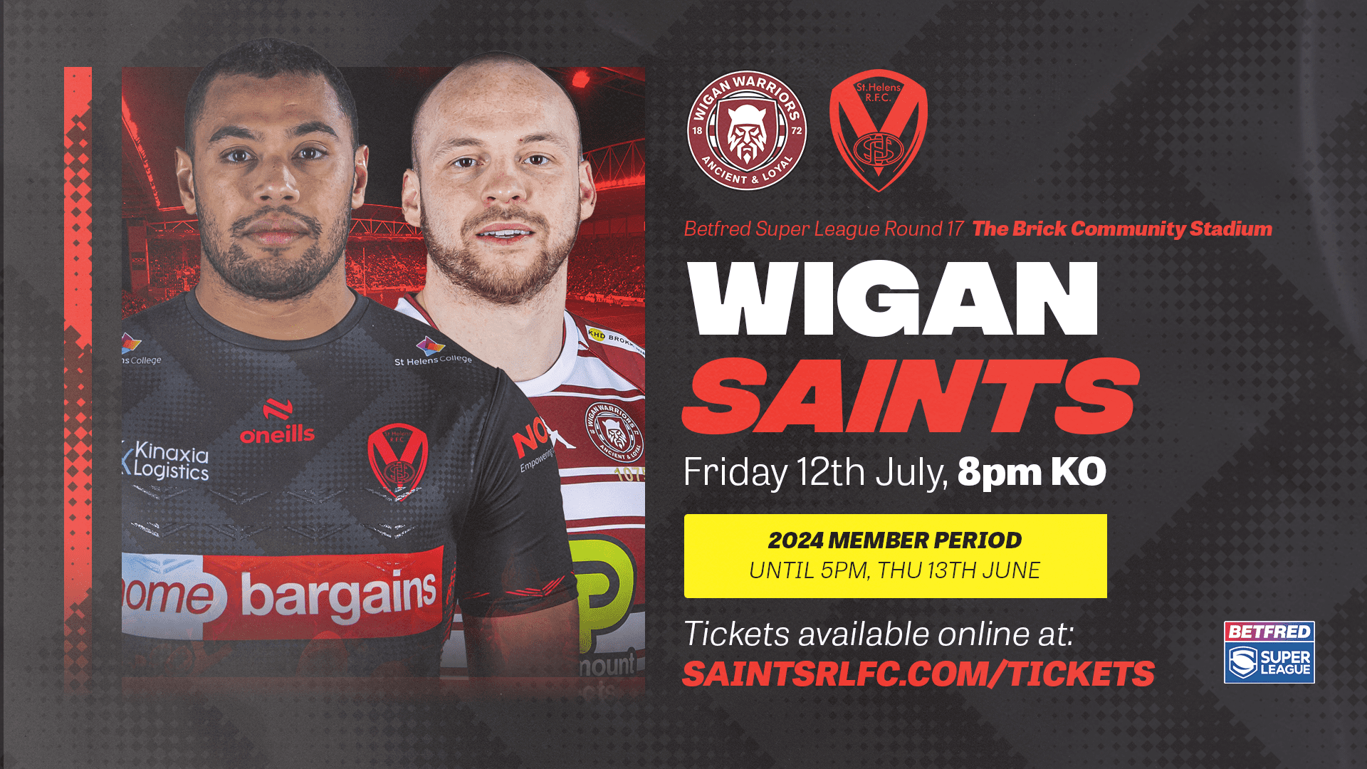 Wigan away tickets now on sale for 2024 Saints Members | St.Helens R.F.C.
